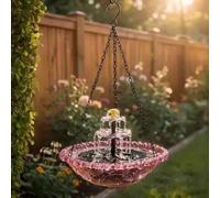 YHHLWXMDZ Baño para Pájaros Colgante Solar, Decoración Exterior con Fuente Solar, Bebedero para Aves Ideal para Jardines, Patios, Parques y Pabellones(Purple)