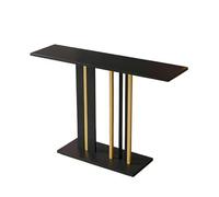 YHHLWXMDZ Mesa Consola Recibidor Estrecha Moderna, Tapa de Piedra, Marco Hierro Forjado Resistente Detalles Dorados, Consola para Pasillo y Sala, Mesa Sofá Antiarañazos(Black,140cm/55.1in)
