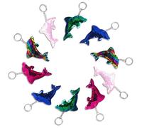Yhjxly 10 llaveros de delfín con lentejuelas, colgante de delfín, decoración para niños, fiestas, cumpleaños, bolso de mano
