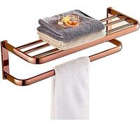YHJZSM Toallero De Cobre Montado En La Pared, Toallero Moderno Accesorios De Baño Perforación De Doble Capa Instalación De Toallero Toallero (Color : Rose)