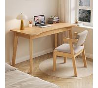 YHKJLYH Escritorio de computadora con 2 cajones, Escritorio Moderno para Oficina en casa, Mesa de Estudio, Escritorio Curvo de Madera Maciza (47 Pulgadas, Natural)