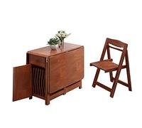 YHKJLYH Juego de Mesa de Comedor Plegable de Madera Maciza Estilo Granja con extensión de Hojas abatibles, Ruedas, cajón y sillas para Ahorrar Espacio en la Isla de Cocina, 5 Piezas