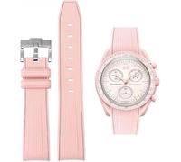 Yhmoo Correas de reloj para reloj Moonswatch de goma de silicona de grano compatible con Omega x Swatch Speedmaster de 20 mm (rosa)