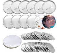 YHNDECO 100 juegos de botones de metal, 58 mm para hacer uno mismo con imperdible, botones en blanco, insignias para botones, insignias para botones, accesorios para hacer insignias