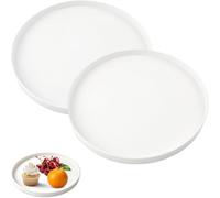 YHNDECO 2 bandejas decorativas redondas, 30 cm, bandeja decorativa con 4 platos antideslizantes, bandeja de camarero, bandeja redonda para servir, plato decorativo redondo, bandeja para velas para