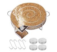 YHNDECO Generador de humo frío redondo para horno de ahumar, acero inoxidable premium, caracol para ahumar en frío, con 4 ganchos y 4 velas, adecuado para todos los dispositivos de ahumar barbacoa