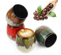 YHNDECO Juego de 4 tazas de café expreso de 100 ml, hechas a mano, de porcelana, tazas de café de cerámica de, ideales para expreso, moca, macchiato, té