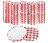 YHNDECO Paquete de 100 Tapas para Botes de Cristal, Tapas Botes Conserva para Botes Hermeticos de Cristal para Conservas TO 82 Rojos y Blancos para 230/350/435 ml/565 ml