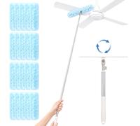 YHNDECO Plumero telescópico, 180 cm, largo extensible, con 20 paños desechables, plumero para colector de polvo Swiffer para telarañas, mantas, ventiladores, ventanas