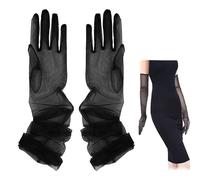 YHNMMNO Guantes largos de tul para mujer, color negro y nailon transparente, codo sin costuras, para fiestas, bodas, fiestas, cócteles, bailes, Negro , M