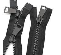 YHNNH, 1 Uds 5# Cremallera de Doble Cabeza de Resina, Cremallera de Extremo Abierto de Doble Deslizador de 50-200cm, Cremallera de Ropa Negra for Disfraz/Tienda de campaña de Costura DIY