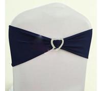 YHNNH, 10 Uds 50 Uds Banda for Silla elástica Lazo con Hebilla de corazón Banda for Silla de Boda de Licra elástica Lazos(Navy Blue,50pcs)