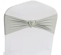 YHNNH, 10 Uds 50 Uds Banda for Silla elástica Lazo con Hebilla de corazón Banda for Silla de Boda de Licra elástica Lazos(Silver Grey,10 pcs)