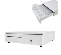 YHNNH Caja de Efectivo, Cajón de Caja registradora con Bandeja extraíble for Monedas y Apertura automática for Sistemas Punto Venta(Bianco)