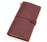 YHNNH, Cuaderno de viaje de cuero genuino, diario de viaje, diario Vintage hecho a mano, regalo de cuero de vaca, viajero(Wine,22x15CM)