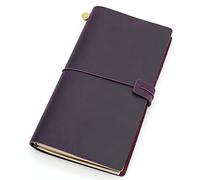 YHNNH, Cuaderno de viaje de cuero genuino, diario de viaje, diario Vintage hecho a mano, regalo de cuero de vaca, viajero(Purple,22x15CM)
