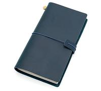 YHNNH, Cuaderno de viaje de cuero genuino, diario de viaje, diario Vintage hecho a mano, regalo de cuero de vaca, viajero(Blue,17x10CM)