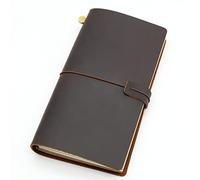 YHNNH, Cuaderno de viaje de cuero genuino, diario de viaje, diario Vintage hecho a mano, regalo de cuero de vaca, viajero(Brown,22x12CM)