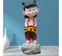 YHNNH， Escultura de Personaje de Dibujos Animados de Nezha, Adorno Decorativo de Piso de FRP for Exteriores, Patios y centros comerciales, D(B)