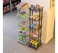 YHNNH, Estante for refrigerios de supermercado de 5 Capas, Estante for Bebidas Dulces y Patatas Fritas en Blanco y Negro for Tiendas de conveniencia, Soporte Organizador móvil(5Tier Black)