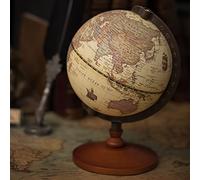 YHNNH， Globo de madera retro clásico de 22 cm con base, globo terráqueo giratorio vintage decorativo for decoración de oficina adornos escritorio juguete geografía