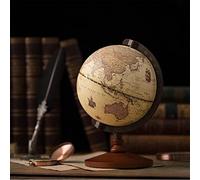 YHNNH， Globo de madera retro clásico de 22 cm con base, globo terráqueo giratorio vintage decorativo for decoración de oficina adornos escritorio juguete geografía
