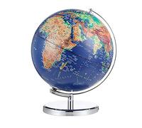 YHNNH, Globo terráqueo con mapa del mundo, decoración de mesa, control en chino e inglés, 30 cm, azul oscuro, satélite, 3D, relieve estéreo, globo luces