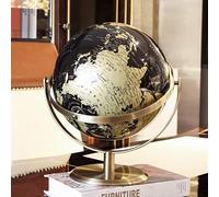 YHNNH, Globo terráqueo giratorio vintage dorado y negro, adornos de globo con soporte de metal for escritorio/oficina, educación popular o aprendizaje (10,6 pulgadas)
