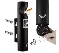 YHNNH, Kit for exteriores de receptáculo for colillas de cigarrillos montado en la pared, contenedor de cenicero, resistente a la abrasión/óxido/con cerradura, for exteriores/bar/club,Black(Black)