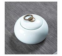 YHNNH Mini urna de cremación cerámica Hecha a Mano for Perros pequeños, Gatos y Cenizas humanas. Memorial Caja funeraria(Light Blue)