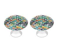 YHNNH Paquete de 2 pomos de puerta de armario, diferentes rompecabezas impresos de 28 mm, tiradores redondos de acero inoxidable para cajones de cocina