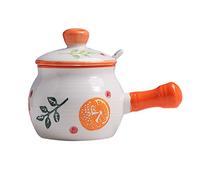 YHNNH, Tarros de especias,Azucarero con tapa y cuchara,Contenedor de azúcar de cerámica Tarro de especias con asa,Bote de condimento for salero-Limón-Bote de 250 ml(Orange)