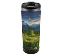 YHNNH Taza de viaje de café a prueba de fugas, Springtime in The Mountainsprinted de acero inoxidable de 380 ml, vaso de viaje aislado para bebidas frías y calientes con tapa