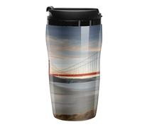 YHNNH Taza de viaje de plástico con tapas a prueba de fugas, diseño de puente Golden Gate de 250 ml, tazas de café reutilizables para bebidas frías y calientes
