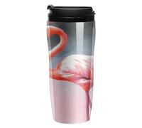 YHNNH Taza de viaje de plástico con tapas a prueba de fugas, pintura flamingo, 350 ml, tazas de café reutilizables para bebidas frías y calientes