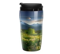 YHNNH Taza de viaje de plástico con tapas a prueba de fugas, Springtime in The Mountainsprinted 250 ml, tazas de café reutilizables para bebidas frías y calientes