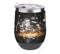 YHNNH Vaso de acero inoxidable de 355 ml con tapa, diseño musical con diseño de clave musical, reutilizable, aislado, sin tallo, taza de viaje personalizada
