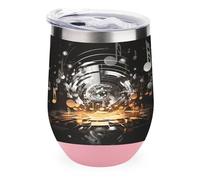 YHNNH Vaso de acero inoxidable de 355 ml con tapa, diseño musical con diseño de clave musical, reutilizable, aislado, sin tallo, taza de viaje personalizada