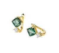 YHNSDJX WES-pendientes De Ágata De Musgo Natural Únicos for Mujer, De Plata De Ley 925, Cristal, Joyería De Lujo Chapada En Oro, Regalo De Aniversario A La Moda