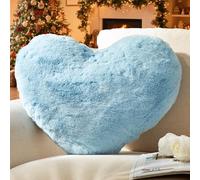 Yhoelata Cojin Corazon Azul Claro, Cojin de Peluche en Forma de Corazon, Cojines De Sofa De Felpa, Cojines De Cama, Decoracion De Dormitorio Infantil, 38 x 48 cm