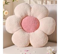 Yhoelata Cojin Flor Crema Rosa, Cojín de Suelo Estético para Habitación, Cojines Sofa, Cojines Cama Decoración de Dormitorio, Decoración de Habitación Infantil, 50 cm