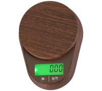 YHOMU Báscula portátil de 500 g, báscula de joyería de precisión de 0,01 G, mini báscula electrónica con diseño de grano de madera, pantalla retroiluminada, conversión de unidades, 4.6 x 3.3 x 1