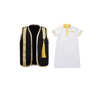 Yhong Bebé Niños Manga Corta Túnica Túnica Caftán Thobe Oriente Medio Ropa Tradicional Medio Príncipe Ropa Negro Blanco 62-68