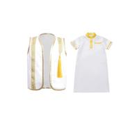 Yhong Bebé Niños Manga Corta Túnica Túnica Caftán Thobe Oriente Medio Ropa Tradicional Oriente Medio Príncipe Ropa Blanco 74-80
