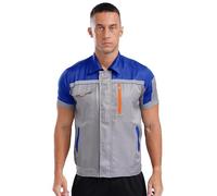 Yhong Chaqueta de trabajo para hombre de manga corta trabajador de fábrica mecánico uniforme chaqueta multifuncional con bolsillos camisa de trabajo reflectante de verano
