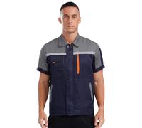 Yhong Chaqueta de trabajo para hombre de manga corta trabajador de fábrica mecánico uniforme chaqueta multifuncional con bolsillos camisa de trabajo reflectante de verano