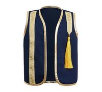 Yhong Disfraz de príncipe árabe, chaleco para bebé y niño, sin mangas, chaleco de sultán oriental, parte delantera abierta, para Halloween, carnaval, fiesta, color azul marino, 86 - 92