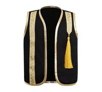 Yhong Disfraz de príncipe árabe, chaleco para bebé y niño, sin mangas, chaleco de sultán oriental, parte delantera abierta, para Halloween, carnaval, fiesta, color negro, 50-62