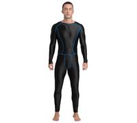 Yhong Mono completo de manga larga para hombre, mono de una pieza, petróleo brillante, medias de cuerpo entero, mono ajustado, leggings elásticos, body, Negro , M