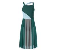 Yhong Vestidos de danza lírica para niñas sin mangas, traje de ballet con tutú de gasa asimétrico, vestido de baile contemporáneo moderno, Grã1 - 4n, 134-140